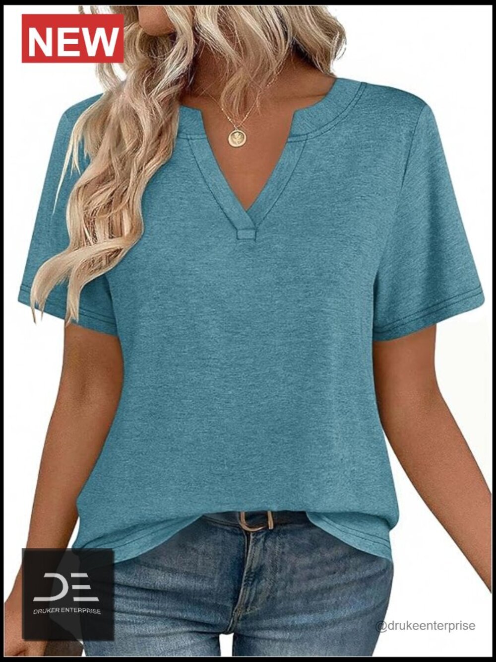 Short Sleeve V Neck Tunic Blouse Dressy Casual Work Tee